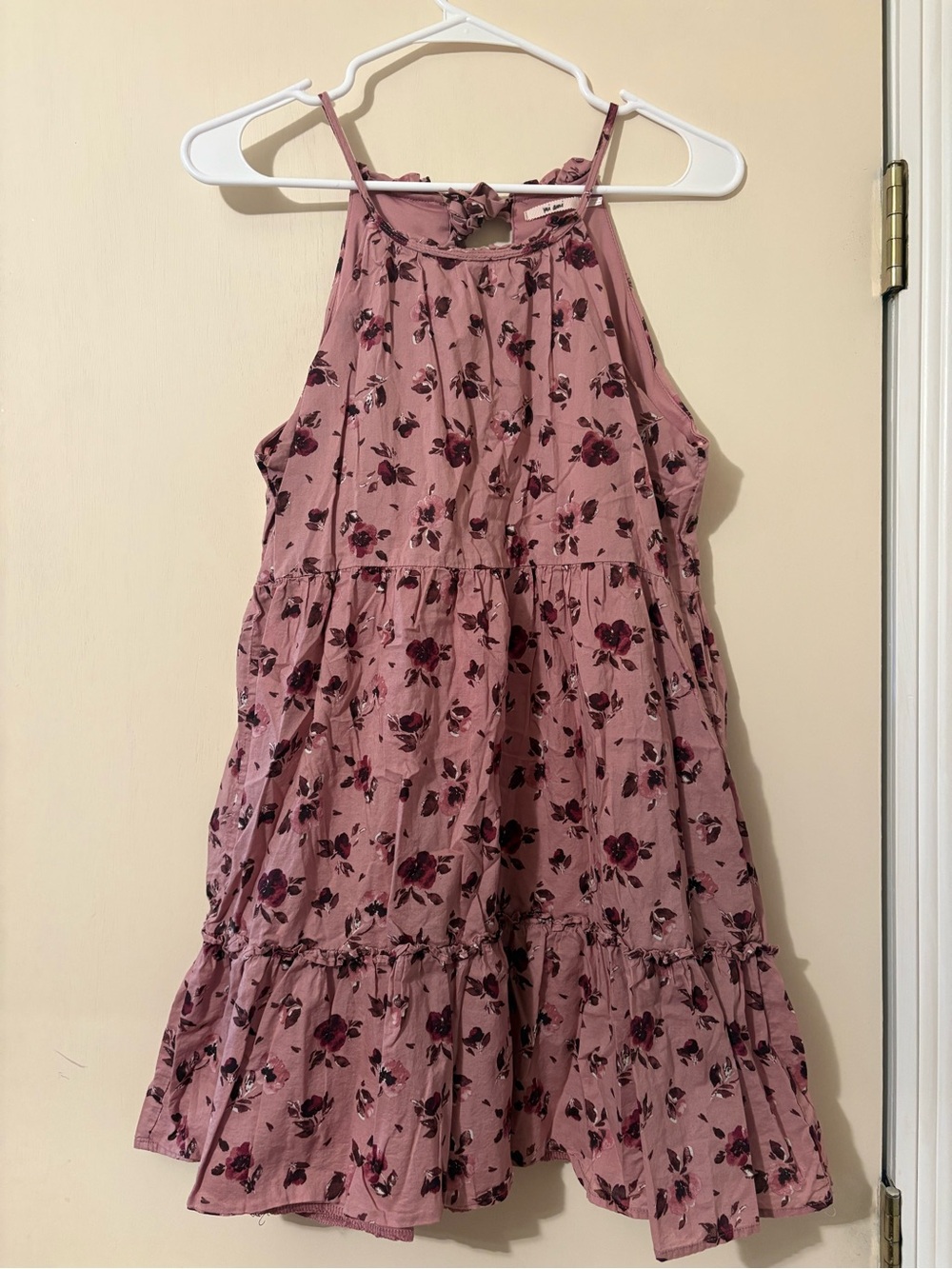 Francesca's Collections Mauve Floral Halter Mini Dress